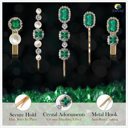 Sanas Rhinestones Decorative Hair Pins - 5Pcs