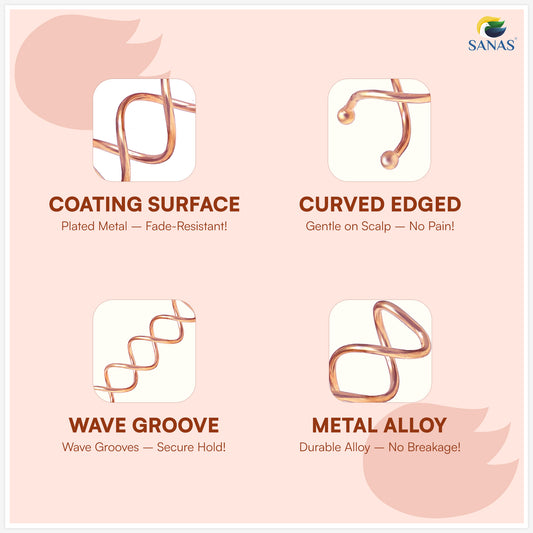 Sanas Spiral Hair Cips Copper 10 pcs