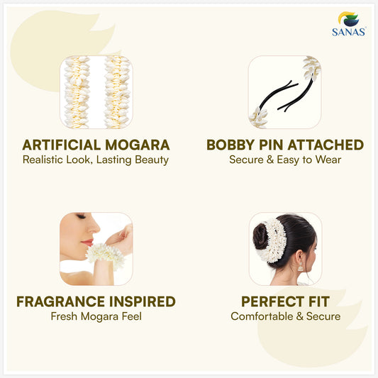 Sanas Scented Artificial Mogara Gajra With Bobby Pins for Hair