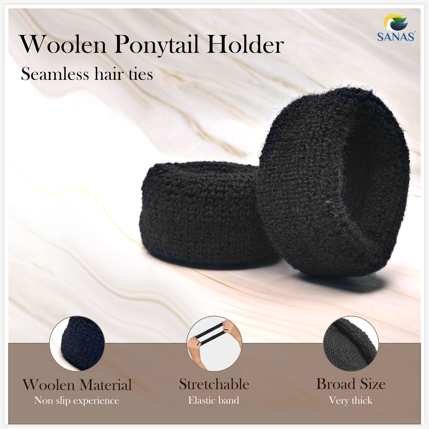 Sanas Thick Rubber Bands For Women and Girls - 2Pcs