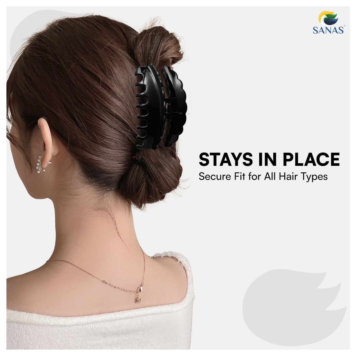 SANAS (2 Pcs) Hair Claw Clips Stylish Aesthetic Fashion Hair Accessories for Women and Girls Elegant Black and Dual Tone (2 Pcs)