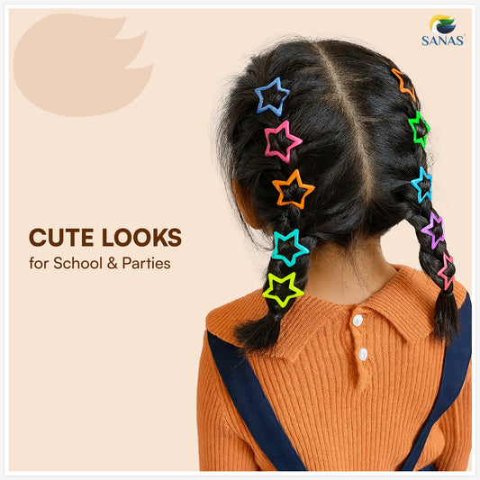 Sanas Multicolor Star Tic-Tac Clips Set of 40