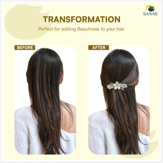Sanas Golden Crystal Barrette For Women 1 Pc