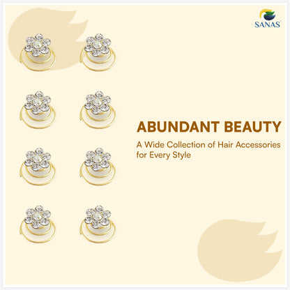 Sanas Pearl Spring Bun Pins – Easy Hair Bun Styling Accessories for Women – 12 Pcs