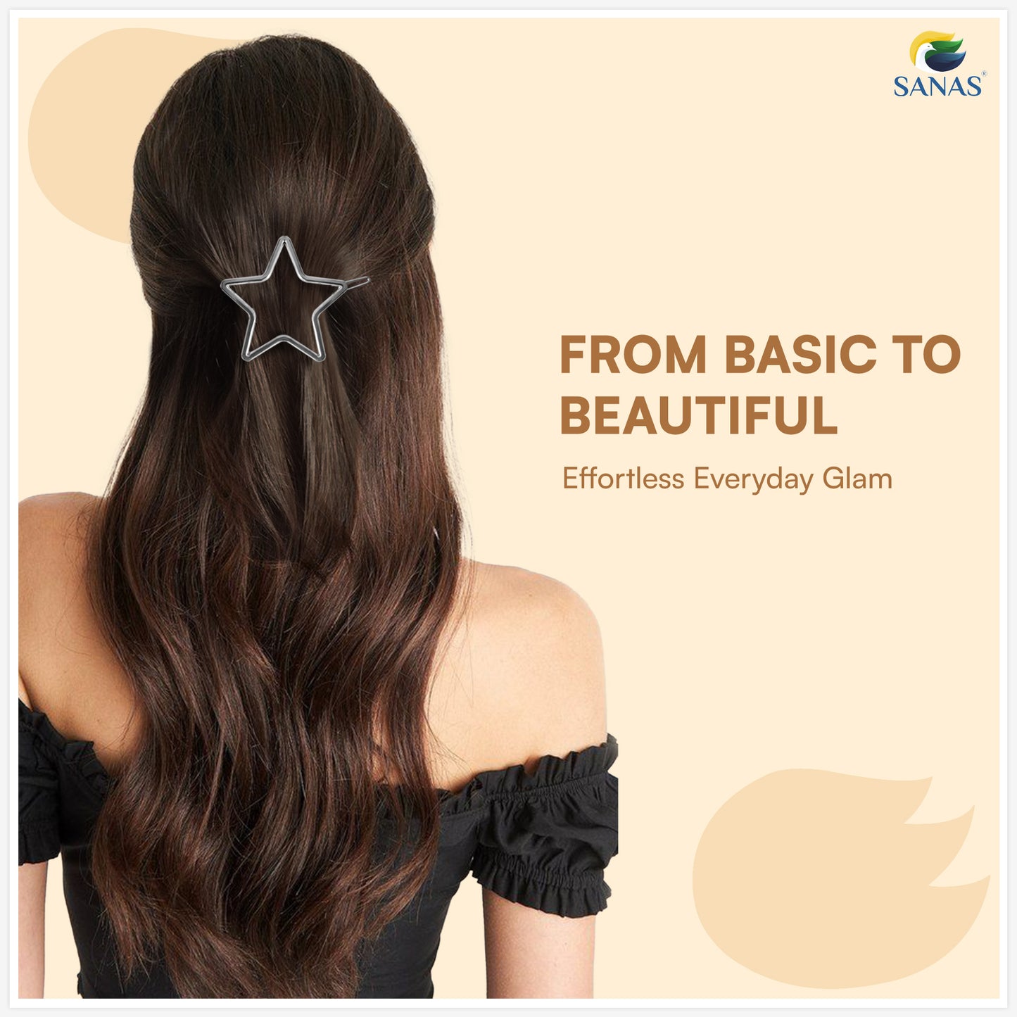 Sanas Hollow Pins Multi-Shape Hair Accessories - 12Pcs