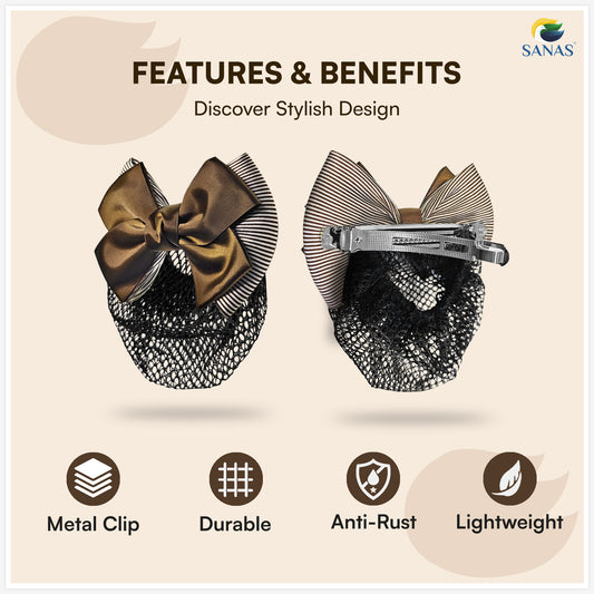 Sanas hair clip juda net brown for women (1Pc)