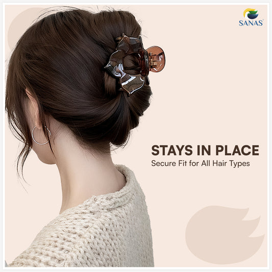 Sanas (3Pcs) Flower Clips For Girls Flower Clips For Women Hair Clips For Women Stylish Clutchers For Hair Claw Clip For Women Aesthetic Fashion Accessories For Girls Teenage (Versatile 3 Shade)(3Pcs)