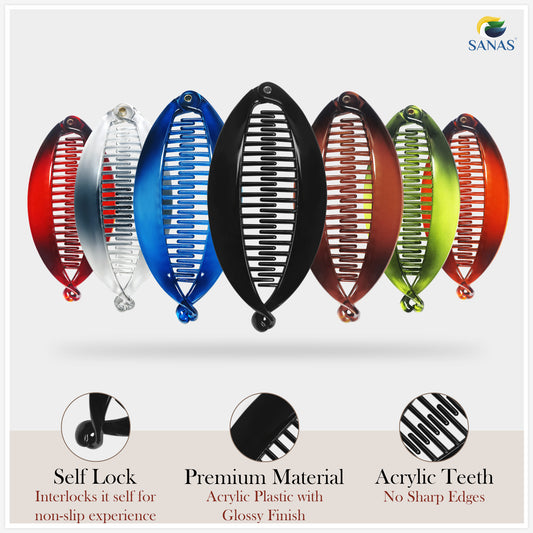 Sanas Fishtail Hair Banana Clip - 3Pc