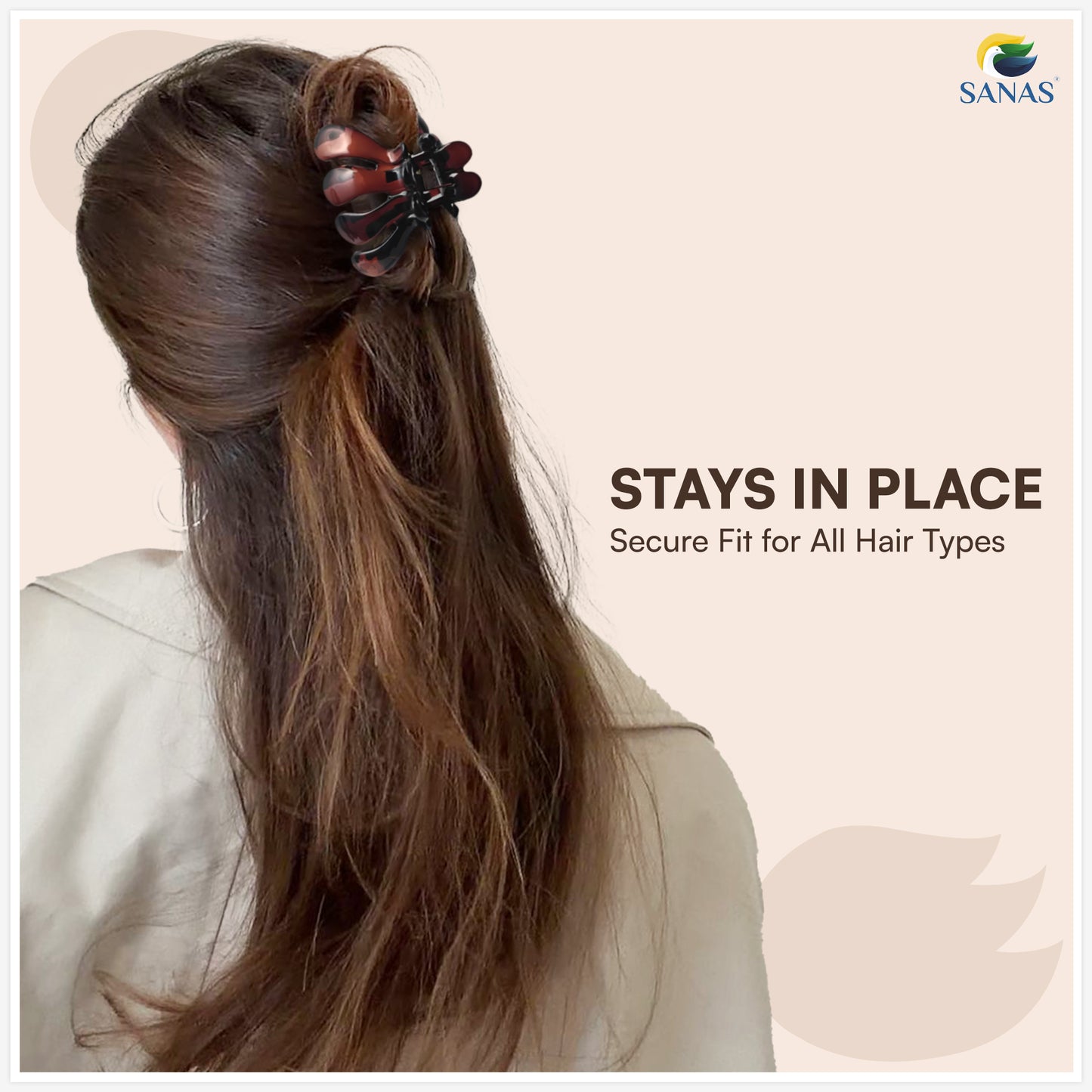 SANAS (3 Pcs) Stylish Plastic Hair Clutchers Trendy Unbreakable Cute Hair Accessories for Women and Girls Versatile 3 Shades (3 Pcs)