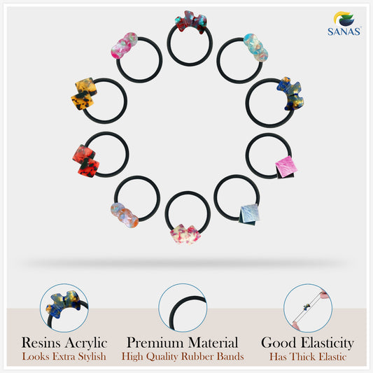 Sanas Resin Rubber Bands for Girls 10Pcs