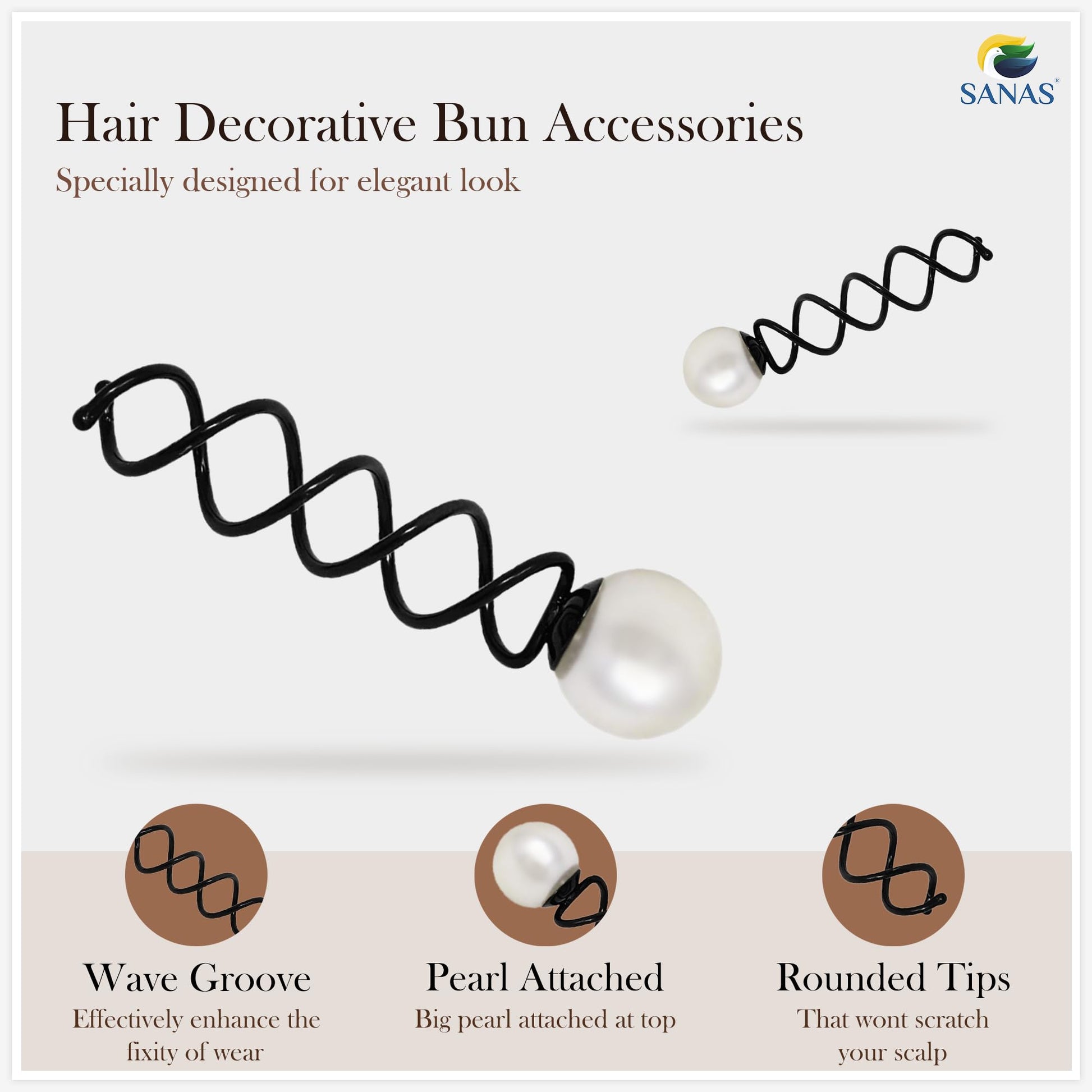 Spiral Pearl Hair Pins