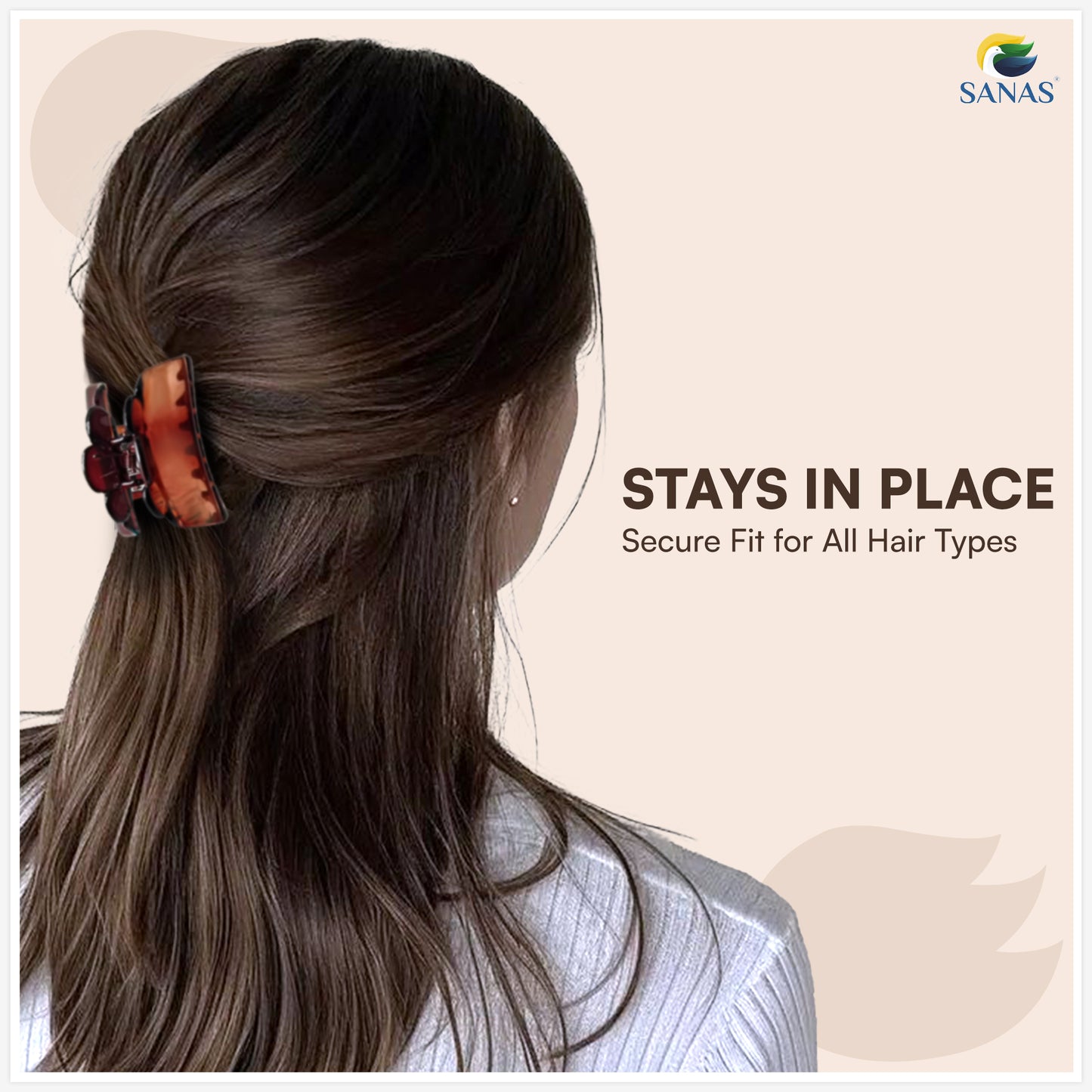 SANAS (3 Pcs) Small Hair Claw Clips Stylish Aesthetic Clutchers Cute Hair Accessories for Women and Girls Versatile 3 Shades (3 Pcs)