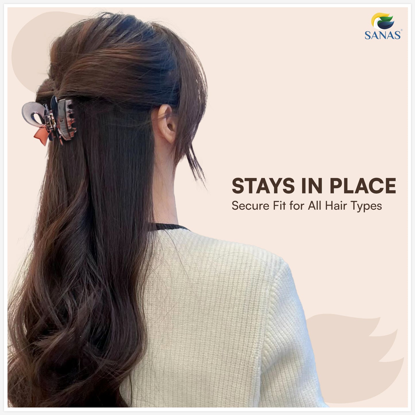 SANAS (3 Pcs) Bow Hair Clips Stylish Clutchers Aesthetic Claw Clips Hair Accessories for Women and Girls Black Brown and Dual Tone (3 Pcs)