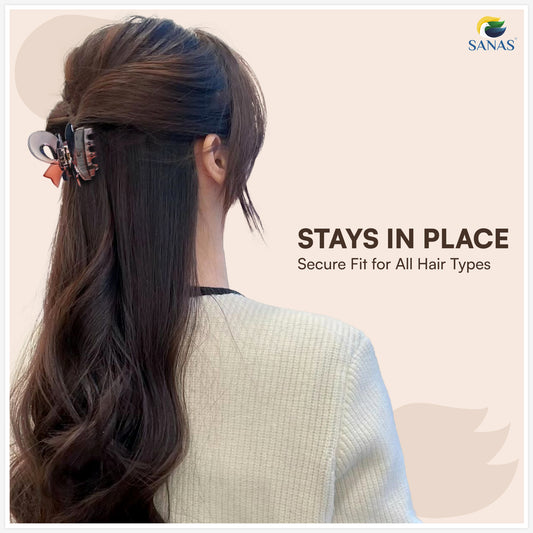 SANAS (3 Pcs) Bow Hair Clips Stylish Clutchers Aesthetic Claw Clips Hair Accessories for Women and Girls Black Brown and Dual Tone (3 Pcs)