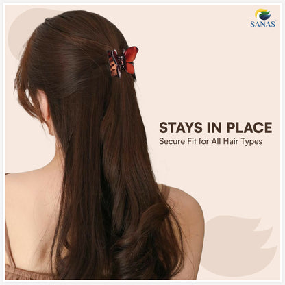 SANAS (3 Pcs) Butterfly Hair Claw Clips Stylish Aesthetic Clutchers Hair Accessories for Women and Girls Versatile 3 Shades (3 Pcs)