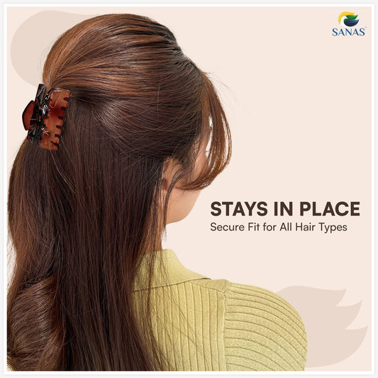 SANAS (3 Pcs) Korean Hair Claw Clips Stylish Aesthetic Fashion Hair Accessories for Women and Girls Versatile 3 Shades (3 Pcs)