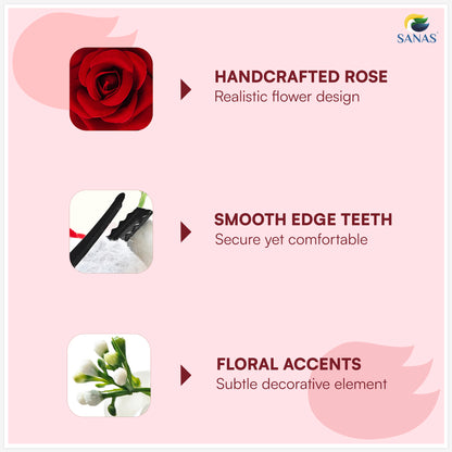Sanas (2Pcs) Rose Clips For Women Stylish Artificial Flower For Hair Accessories For Woman Wedding Alligator Hair Clips For Girls Hair Flower Accessories For Women (Fancy Red, Pink, White Rose) (2Pcs)