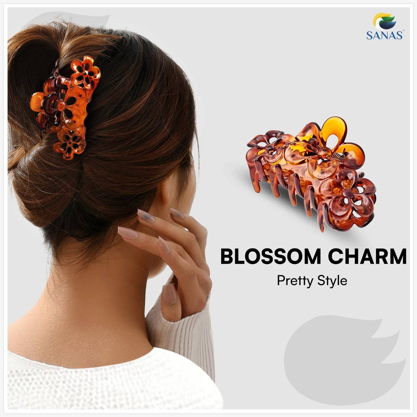 SANAS (4 Pcs) Flower Multicolor Hair Clip Hair Accessories for Women and Girls (4 Pcs)