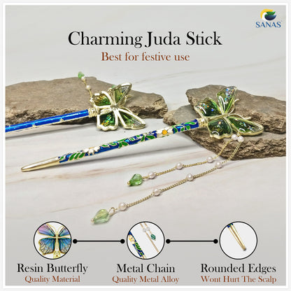 Sanas Resin Butterfly Juda Hair Stick - 1Pc