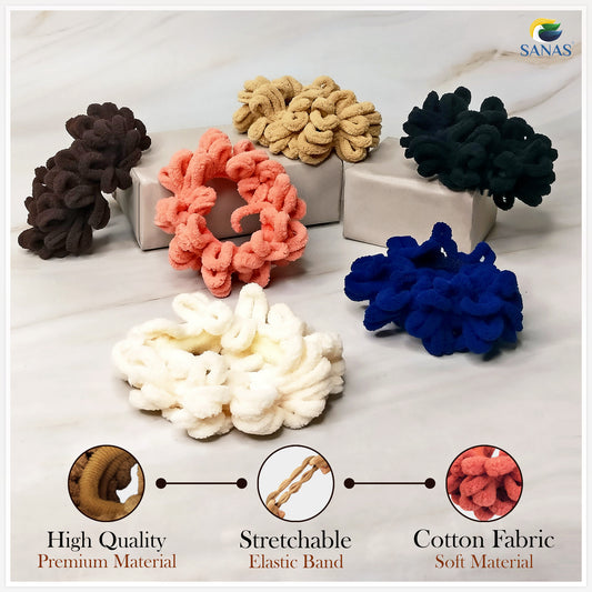 Sanas Crochet Scrunchies Hair Band - 12Pcs