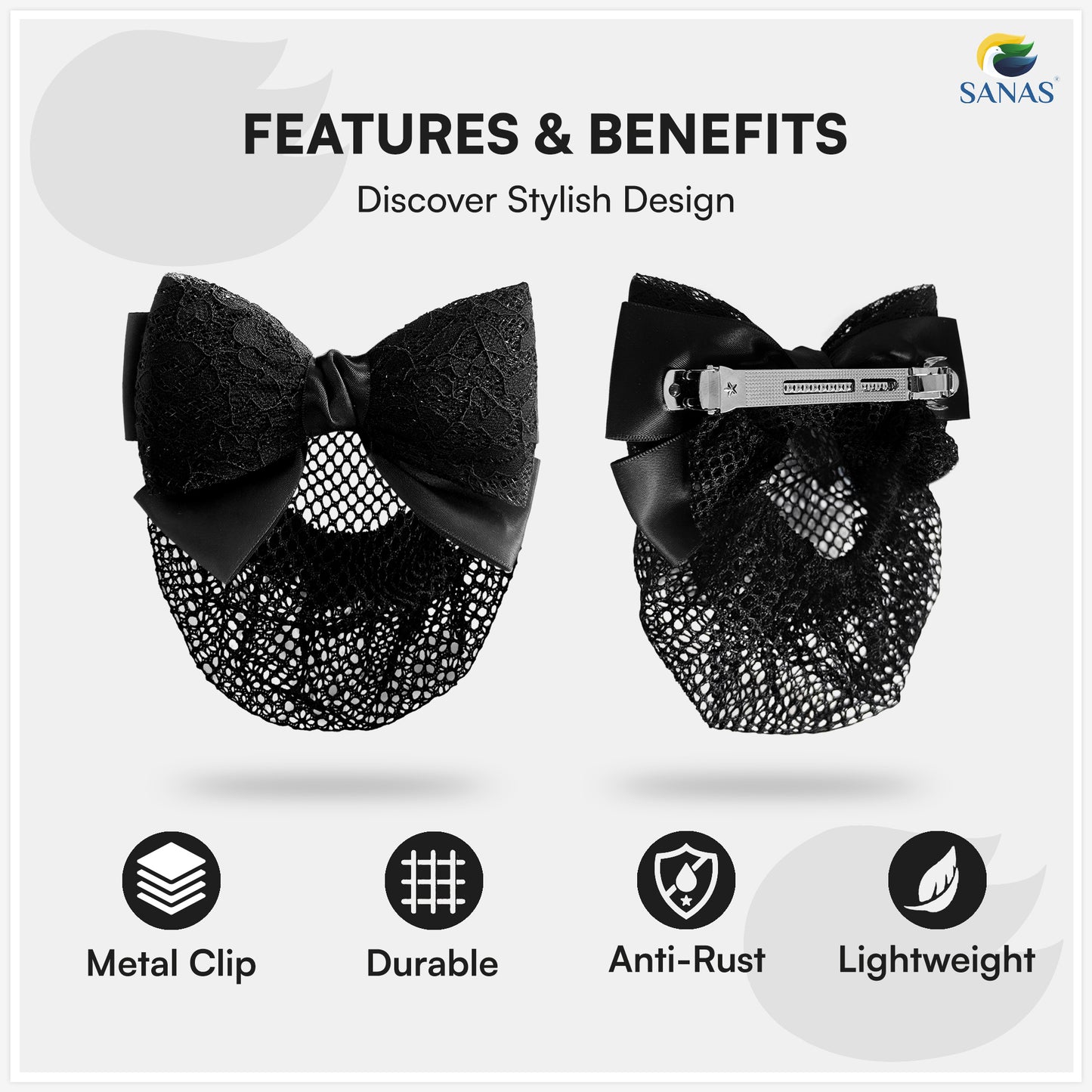 SANAS (1 Pc) Hair Clip Juda Net Attractive Black Net Hair Accessories for Women (1 Pc)