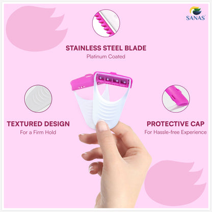 Sanas Women's Disposable Plastic Hair Razor & Bikini Shaving Razor For Women- Pack Of 1 (6 Pcs)B08CC7NPJ5
