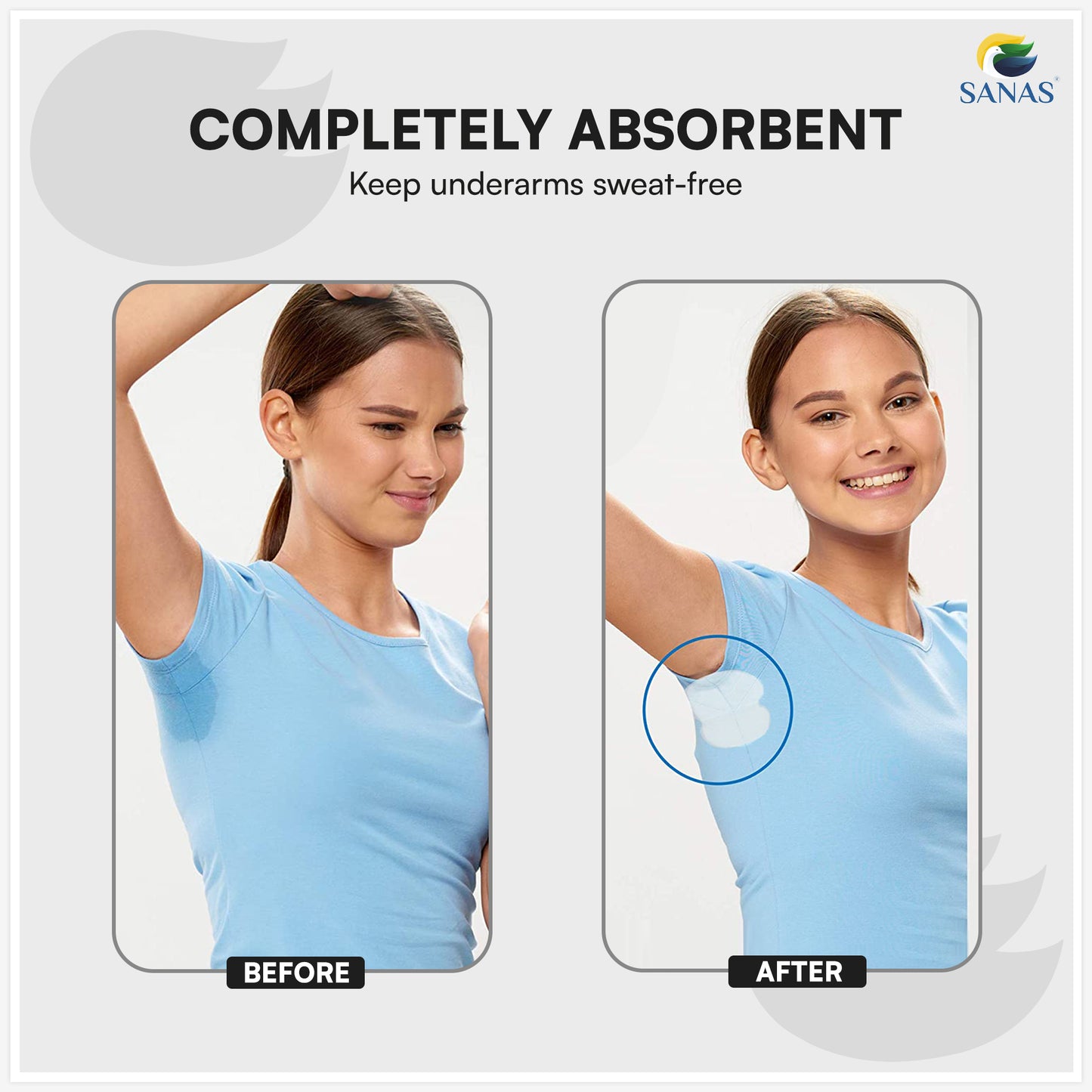 Sanas Disposable Sweat Pads For Underarms - 10Pcs