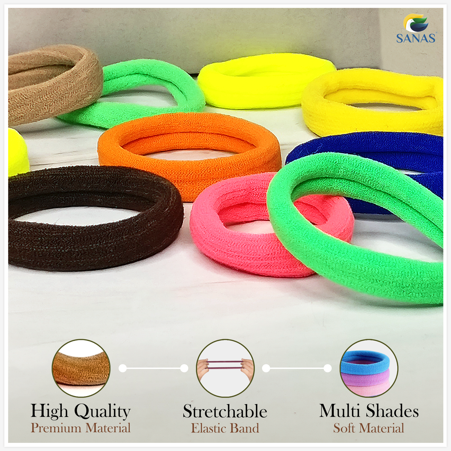 SANAS (36 Pcs) Multi Color Rubber Band Hair Accessories for Women and Girls (36 Pcs)