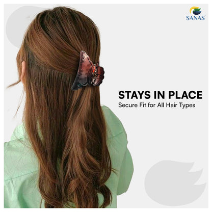 SANAS (2 Pcs) Stylish Hair Claw Clips Aesthetic Clutchers Hair Accessories for Women and Girls Versatile Black and Dual Tone (2 Pcs)