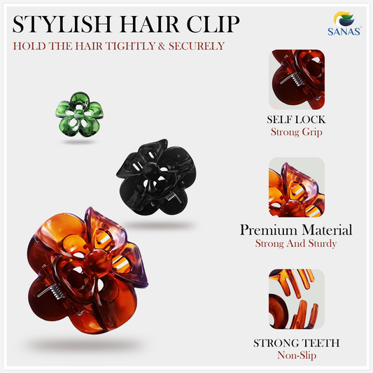 Sanas Flower Twisted Hair Clip - 4Pcs