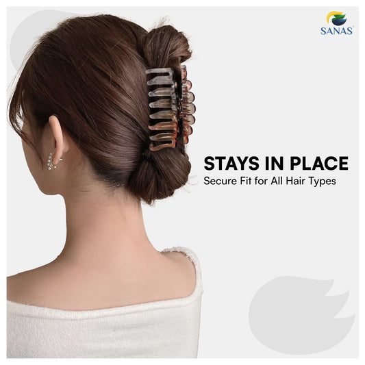 SANAS (2 Pcs) Korean Hair Claw Clips Stylish Aesthetic Clutchers Hair Accessories for Women and Girls Versatile Black and Dual Tone (2 Pcs)