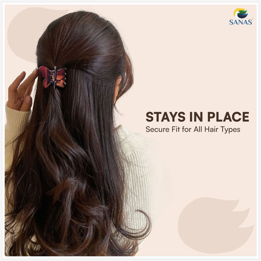 SANAS (4 Pcs) Butterfly Hair Claw Clips Stylish Aesthetic Small Clutchers Hair Accessories for Women and Girls Versatile 4 Shades (4 Pcs)