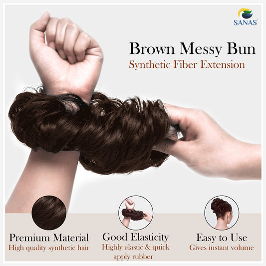 Sanas Brown Messy Rubber Hair Band - 2Pcs