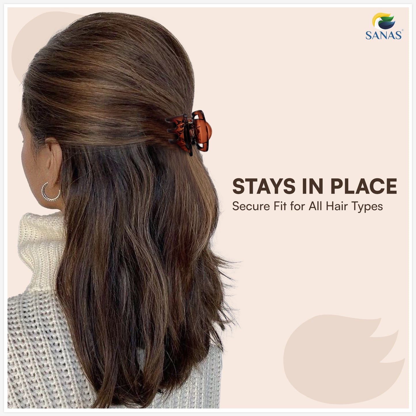 SANAS (4 Pcs) Korean Hair Claw Clips Stylish Aesthetic Clutchers Hair Accessories for Women and Girls Versatile 4 Shades (4 Pcs)