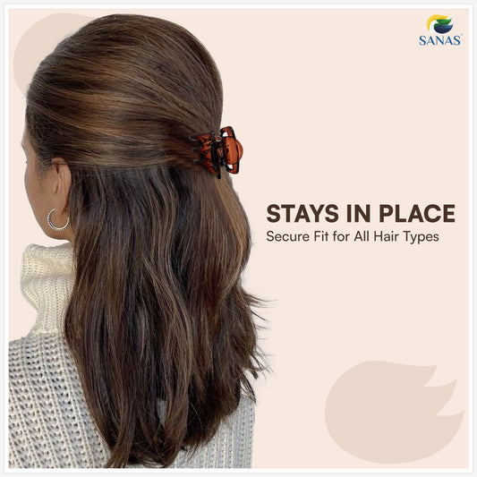 SANAS (4 Pcs) Korean Hair Claw Clips Stylish Aesthetic Clutchers Hair Accessories for Women and Girls Versatile 4 Shades (4 Pcs)