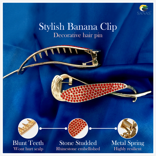Red Diamond Banana Hair Clip