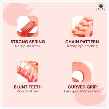 SANAS (4 Pcs) Chain Design Big Hair Claw Hair Accessories for Women (4 Pcs)
