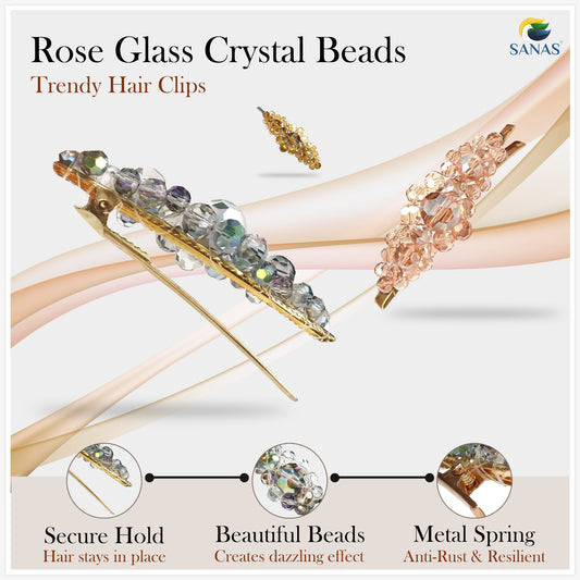 Sanas Beaded Hair Clips for Women - 3Pcs