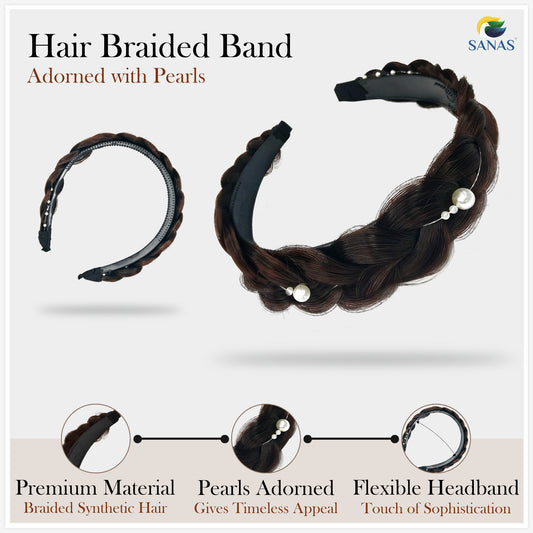 Sanas Artificial Hair Braided Pearl Hairband - 1Pc