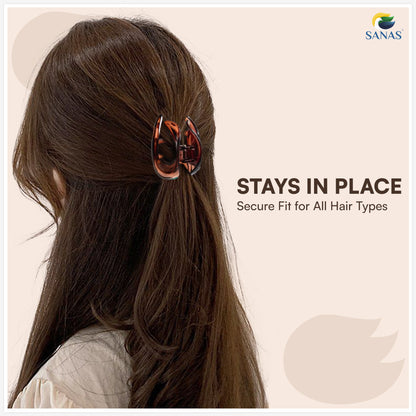 SANAS (3 Pcs) Korean Hair Claw Clips Stylish Aesthetic Clutchers Hair Accessories for Women and Girls Black Brown and Dual Tone (3 Pcs)