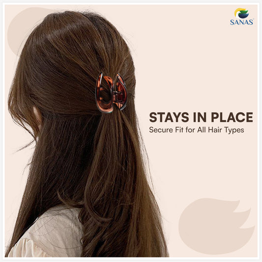 SANAS (3 Pcs) Korean Hair Claw Clips Stylish Aesthetic Clutchers Hair Accessories for Women and Girls Black Brown and Dual Tone (3 Pcs)