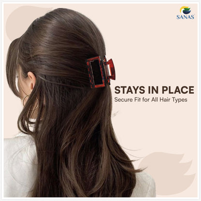 SANAS (3 Pcs) Plastic Hair Claw Clips Stylish Aesthetic Clutchers Hair Accessories for Women and Girls Versatile 3 Shades (3 Pcs)