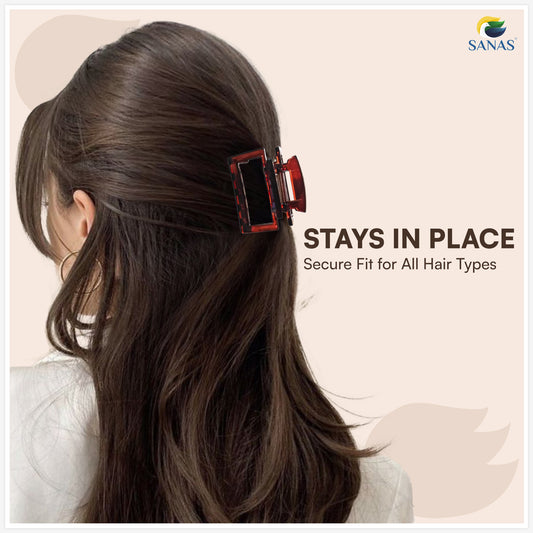 SANAS (3 Pcs) Plastic Hair Claw Clips Stylish Aesthetic Clutchers Hair Accessories for Women and Girls Versatile 3 Shades (3 Pcs)