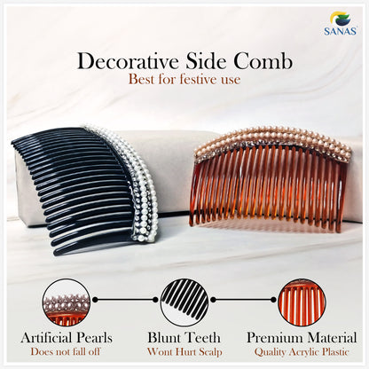 Sanas Pearl Side Hair Comb - 3Pcs