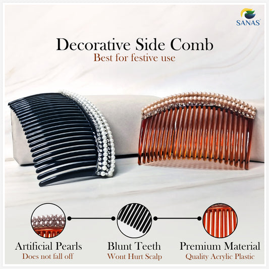 Sanas Pearl Side Hair Comb - 3Pcs