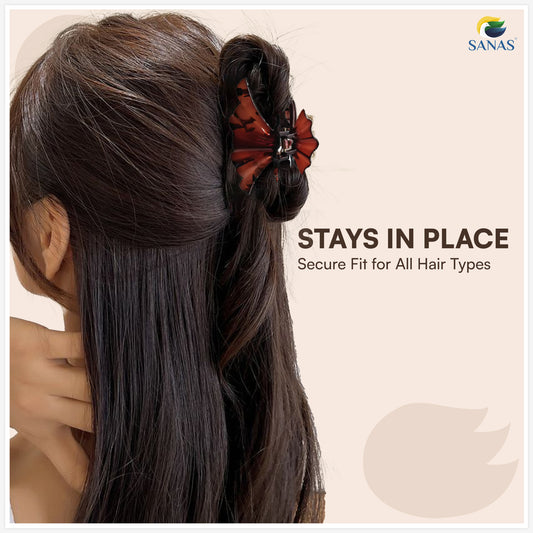 SANAS (3 Pcs) Shell Design Hair Claw Clips Stylish Aesthetic Clutchers Hair Accessories for Women and Girls Versatile 3 Shades (3 Pcs)