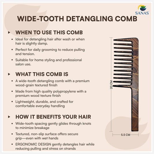 Sanas Comb Set For Women (7Pcs) Wood-Like Plastic Wooden Comb