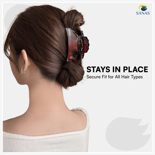 SANAS (2 Pcs) Hair Claw Clips Stylish Aesthetic Clutchers Hair Accessories for Women and Girls Versatile Black and Dual Tone (2 Pcs)