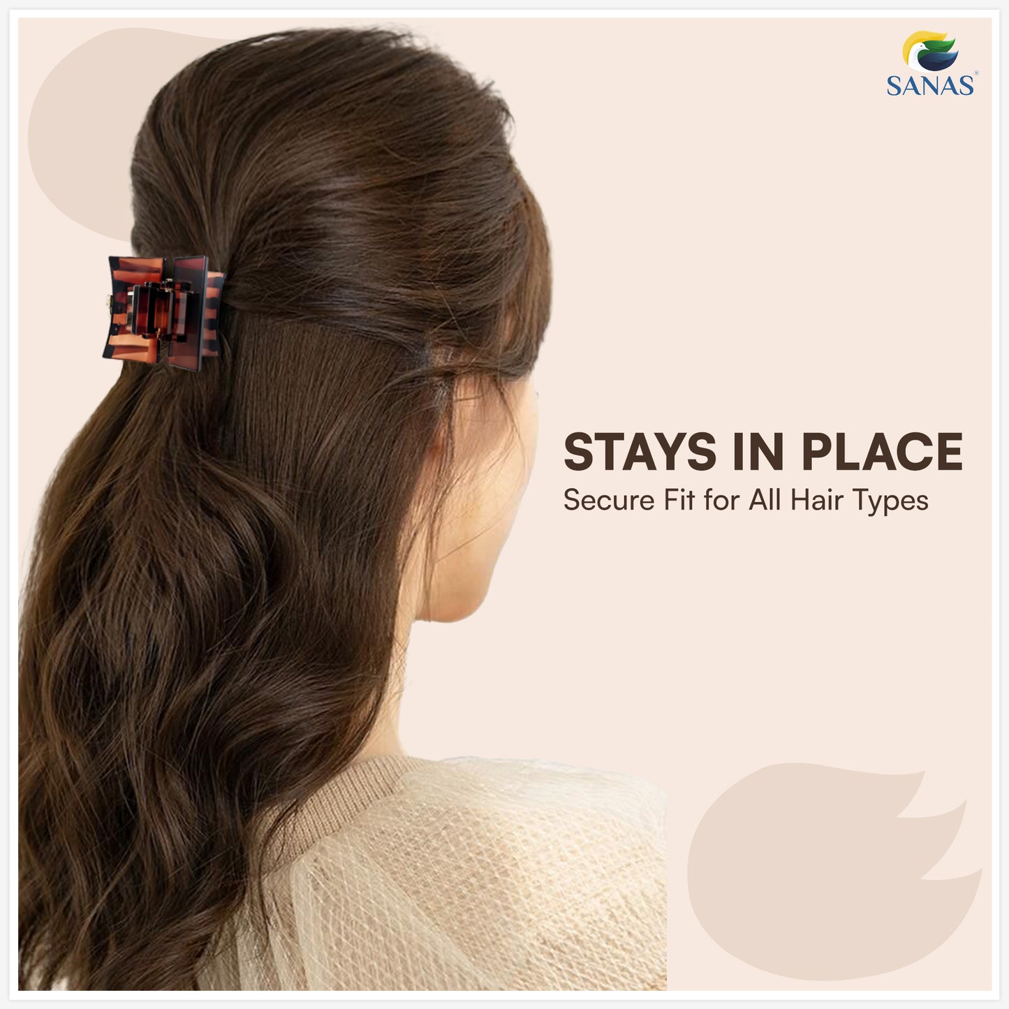 SANAS (3 Pcs) Hair Claw Clips Stylish Aesthetic Clutchers Cute Hair Accessories for Women and Girls Versatile 3 Shades (3 Pcs)