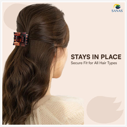 SANAS (3 Pcs) Hair Claw Clips Stylish Aesthetic Clutchers Cute Hair Accessories for Women and Girls Versatile 3 Shades (3 Pcs)